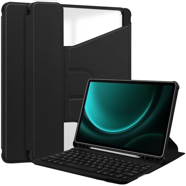 For Samsung Galaxy Tab S9 FE+ / S10+ 360 Rotation Transparent Smart Leather Case with Keyboard(Black) - Galaxy Tab S9 FE+ by PMC Jewellery | Online Shopping South Africa | PMC Jewellery | Buy Now Pay Later Mobicred