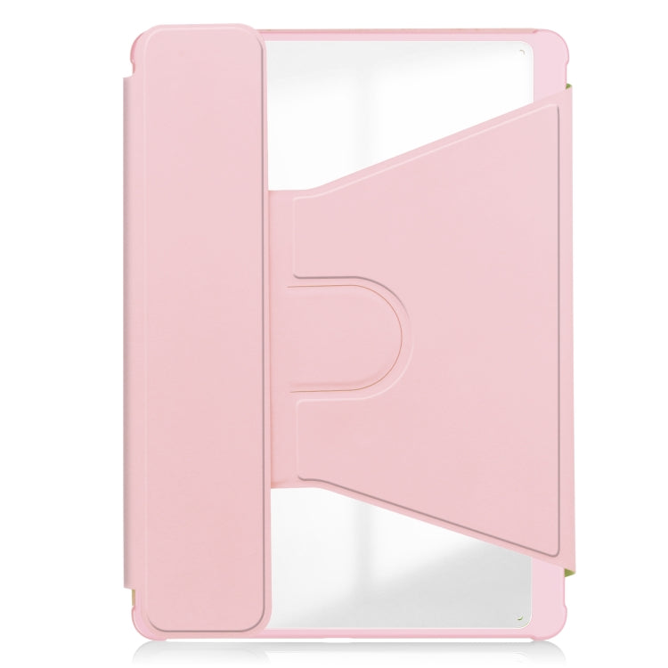 For Samsung Galaxy Tab S9 360 Rotation Transparent Smart Leather Case(Pink) - Galaxy Tab S9 Cases by PMC Jewellery | Online Shopping South Africa | PMC Jewellery | Buy Now Pay Later Mobicred