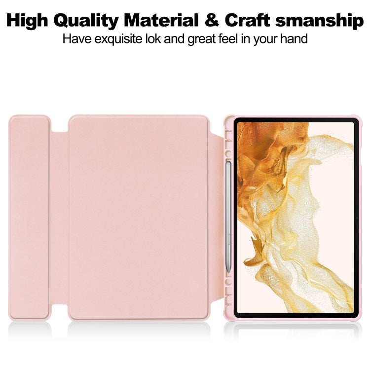 For Samsung Galaxy Tab S9+ 360 Rotation Transparent Smart Leather Case(Pink) - Galaxy Tab S9+ Cases by PMC Jewellery | Online Shopping South Africa | PMC Jewellery | Buy Now Pay Later Mobicred