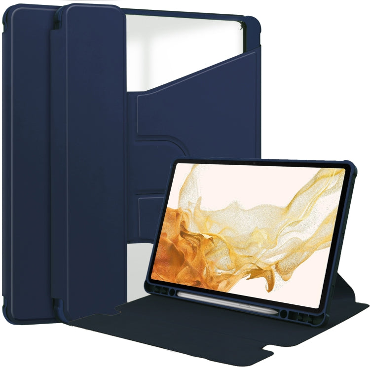 For Samsung Galaxy Tab S9+ 360 Rotation Transparent Smart Leather Case(Dark Blue) - Galaxy Tab S9+ Cases by PMC Jewellery | Online Shopping South Africa | PMC Jewellery | Buy Now Pay Later Mobicred