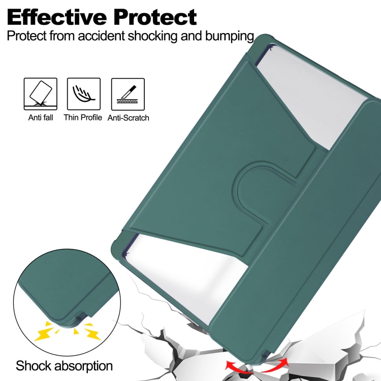 For Samsung Galaxy Tab S9 FE+ / S10+ 360 Rotation Transparent Smart Leather Case(Dark Green) - Galaxy Tab S9 FE+ by PMC Jewellery | Online Shopping South Africa | PMC Jewellery | Buy Now Pay Later Mobicred