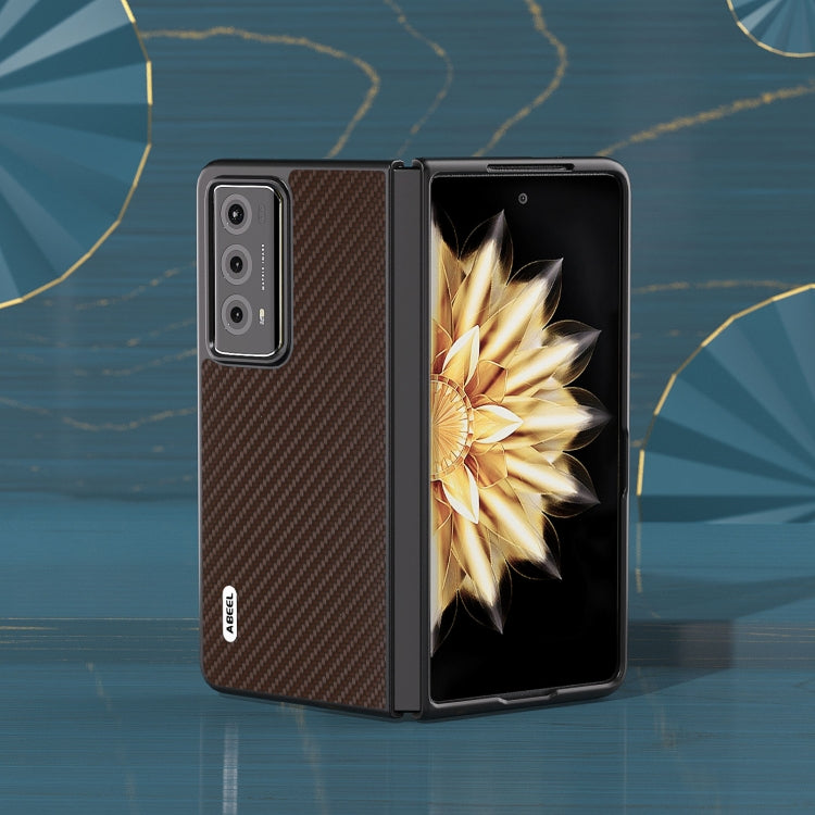 For Honor Magic V2 Electroplating Carbon Fiber Texture Protective Phone Case(Dark Brown) - Honor Cases by PMC Jewellery | Online Shopping South Africa | PMC Jewellery | Buy Now Pay Later Mobicred