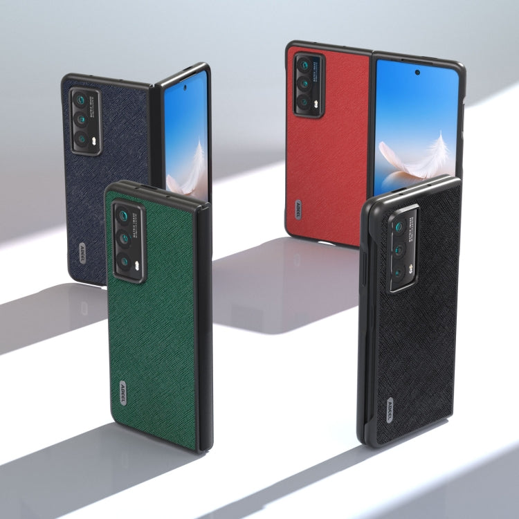 For Honor Magic Vs2 ABEEL Cross Texture Genuine Leather Phone Case(Black) - Honor Cases by PMC TechLife | Online Shopping South Africa | PMC TechLife | Buy Now Pay Later Mobicred