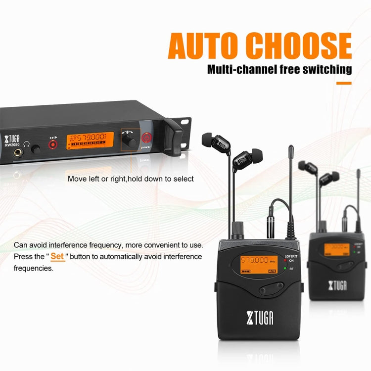 XTUGA RW2080 UHF Wireless Stage Singer In-Ear Monitor System 6 BodyPacks(AU Plug) - Microphone by XTUGA | Online Shopping South Africa | PMC Jewellery | Buy Now Pay Later Mobicred