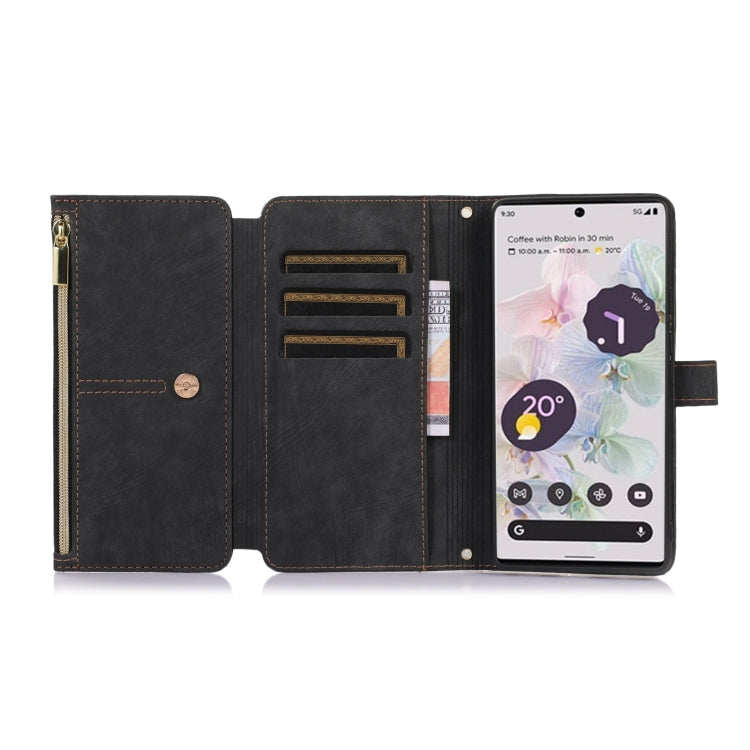 For Google Pixel 7a Dream 9-Card Wallet Zipper Bag Leather Phone Case(Black) - Google Cases by PMC TechLife | Online Shopping South Africa | PMC TechLife | Buy Now Pay Later Mobicred