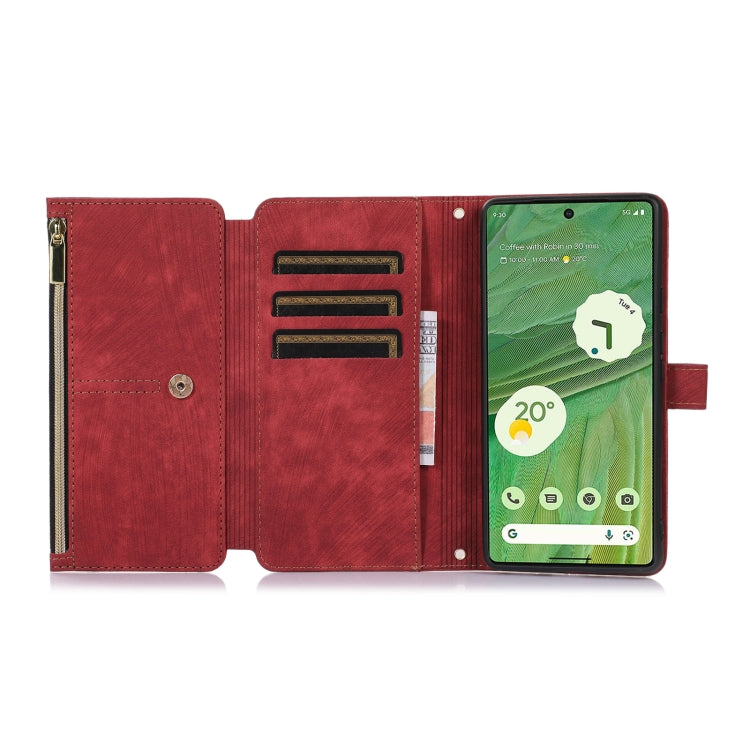 For Google Pixel 7 Dream 9-Card Wallet Zipper Bag Leather Phone Case(Red) - Google Cases by PMC TechLife | Online Shopping South Africa | PMC TechLife | Buy Now Pay Later Mobicred