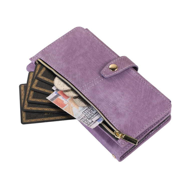 For Google Pixel 6a Dream 9-Card Wallet Zipper Bag Leather Phone Case(Purple) - Google Cases by PMC TechLife | Online Shopping South Africa | PMC TechLife | Buy Now Pay Later Mobicred