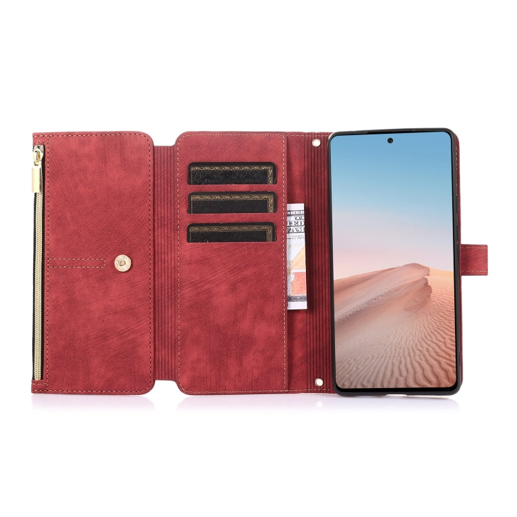 For Google Pixel 6 Dream 9-Card Wallet Zipper Bag Leather Phone Case(Red) - Google Cases by PMC Jewellery | Online Shopping South Africa | PMC Jewellery | Buy Now Pay Later Mobicred