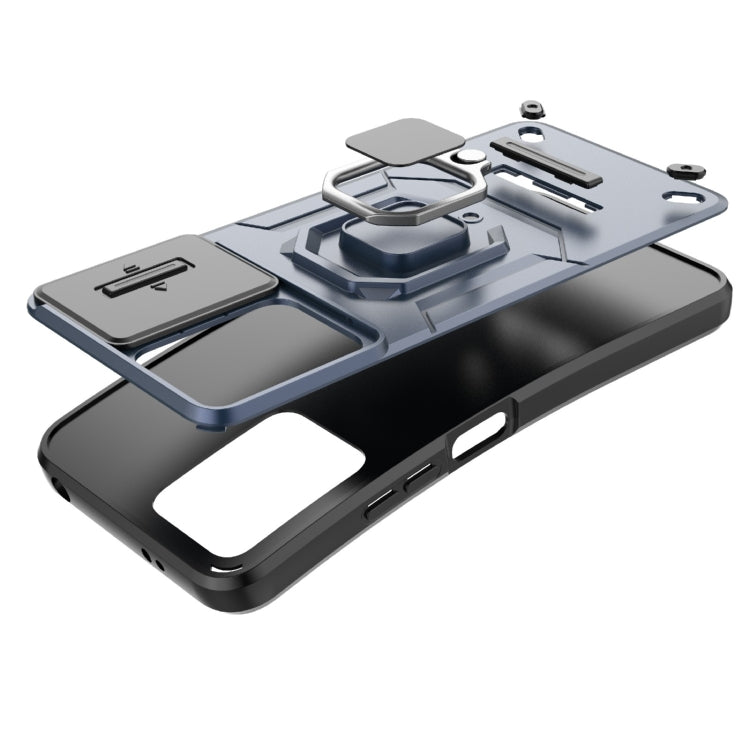 For Xiaomi Redmi Note 12S 4G Global Sliding Camshield TPU + PC Shockproof Phone Case with Holder(Black) - Xiaomi Cases by PMC TechLife | Online Shopping South Africa | PMC TechLife | Buy Now Pay Later Mobicred