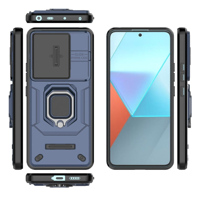 For Xiaomi Redmi Note 13 Pro 5G Sliding Camshield TPU + PC Shockproof Phone Case with Holder(Blue) - Note 13 Pro Cases by PMC TechLife | Online Shopping South Africa | PMC TechLife