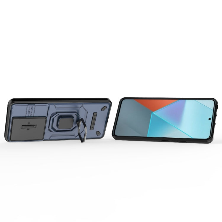For Xiaomi Redmi Note 13 Pro 5G Sliding Camshield TPU + PC Shockproof Phone Case with Holder(Blue) - Note 13 Pro Cases by PMC TechLife | Online Shopping South Africa | PMC TechLife