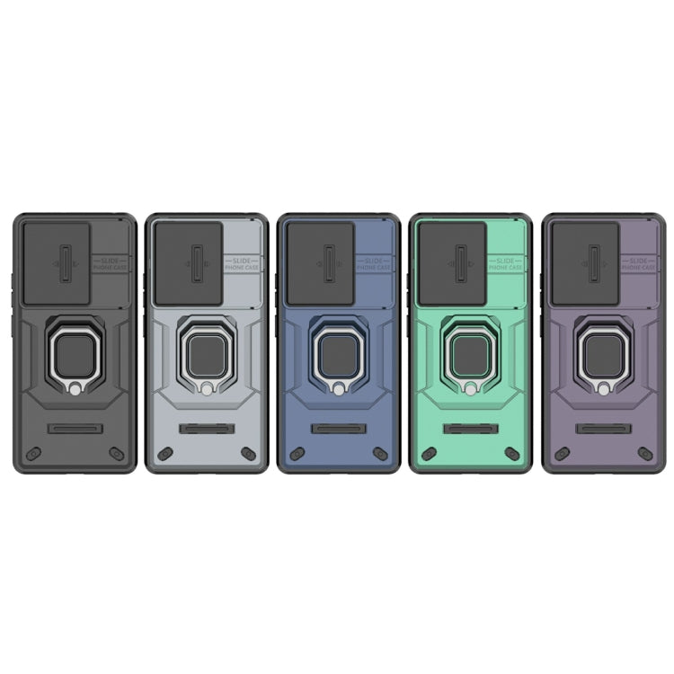 For Xiaomi Redmi Note 13 Pro 4G Global Sliding Camshield TPU + PC Shockproof Phone Case with Holder(Grey) - Note 13 Pro Cases by PMC TechLife | Online Shopping South Africa | PMC TechLife | Buy Now Pay Later Mobicred