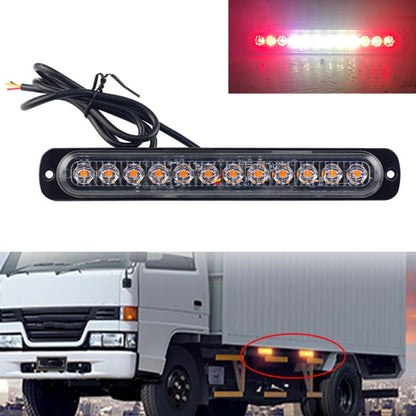 DC12V-24V / 36W Car Truck Emergency Strobe Flash Warning Light 12LEDs Long Ultra-thin Side Lights(Red + White + Red) - Warning Lights by PMC Jewellery | Online Shopping South Africa | PMC Jewellery | Buy Now Pay Later Mobicred