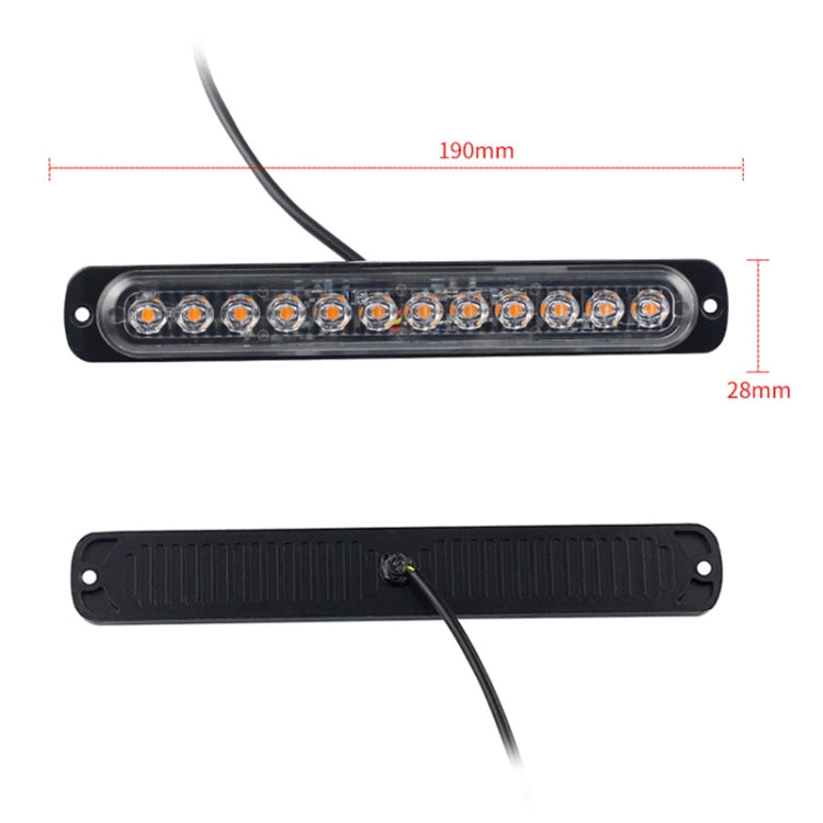 DC12V-24V / 36W Car Truck Emergency Strobe Flash Warning Light 12LEDs Long Ultra-thin Side Lights(White) - Warning Lights by PMC Jewellery | Online Shopping South Africa | PMC Jewellery | Buy Now Pay Later Mobicred