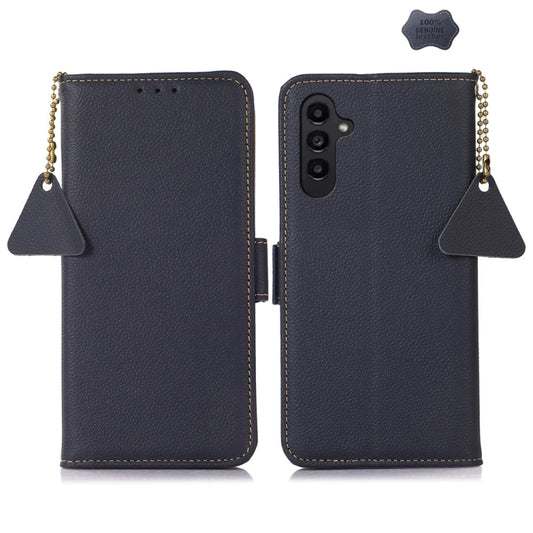 For Samsung Galaxy S24+ Side-Magnetic TJ Genuine Leather RFID Phone Case(Blue) - Galaxy Phone Cases by PMC Jewellery | Online Shopping South Africa | PMC Jewellery | Buy Now Pay Later Mobicred