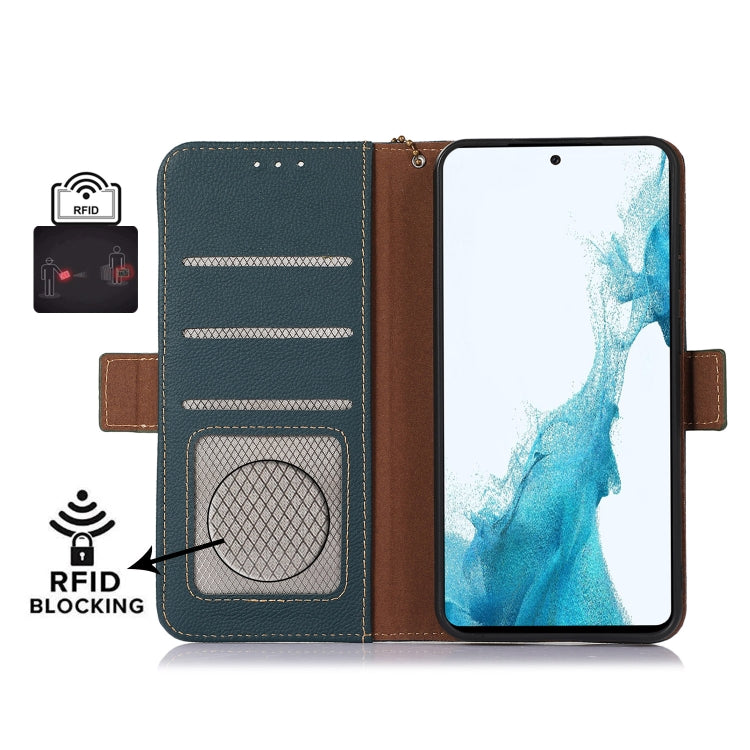 For Samsung Galaxy S24+ Side-Magnetic TJ Genuine Leather RFID Phone Case(Green) - Galaxy Phone Cases by PMC Jewellery | Online Shopping South Africa | PMC Jewellery | Buy Now Pay Later Mobicred