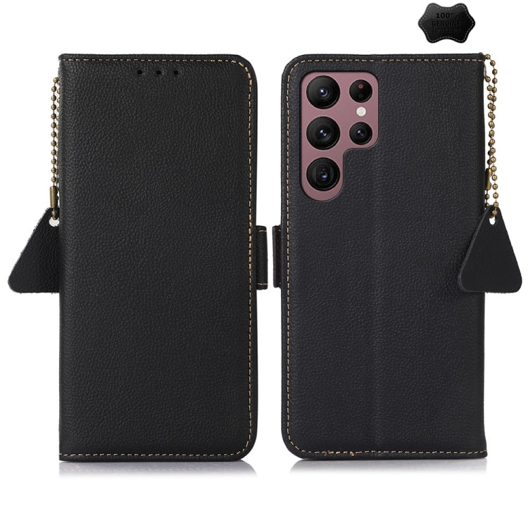 For Samsung Galaxy S24 Ultra Side-Magnetic TJ Genuine Leather RFID Phone Case(Black) - Galaxy Phone Cases by PMC Jewellery | Online Shopping South Africa | PMC Jewellery | Buy Now Pay Later Mobicred