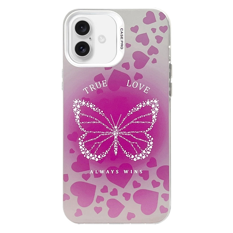 For iPhone 16 Plus Electroplated Silver Series PC Protective Phone Case(Pink Butterfly) - iPhone 16 Plus Cases by PMC Jewellery | Online Shopping South Africa | PMC Jewellery | Buy Now Pay Later Mobicred