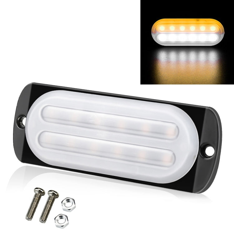 DC12V-24V / 36W Car Truck Emergency Strobe Flash Warning Light 12LEDs Ultra-thin Side Lights(White + Yellow) - Warning Lights by PMC Jewellery | Online Shopping South Africa | PMC Jewellery | Buy Now Pay Later Mobicred