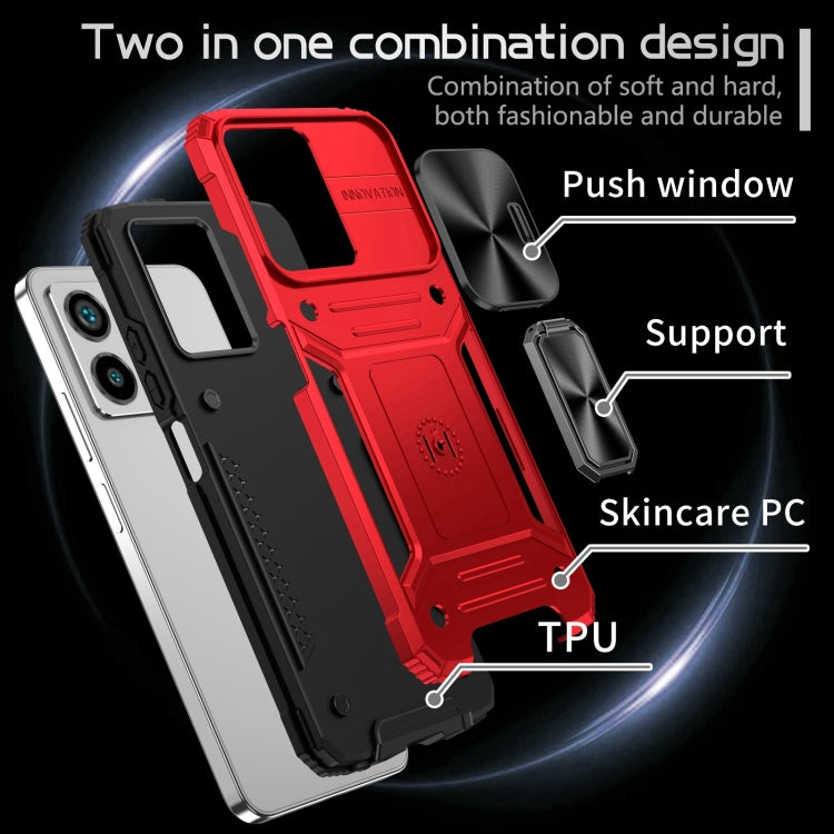 For Redmi Note 12 4G / 5G Global Camshield Robot TPU Hybrid PC Phone Case(Red) - Xiaomi Cases by PMC Jewellery | Online Shopping South Africa | PMC Jewellery | Buy Now Pay Later Mobicred