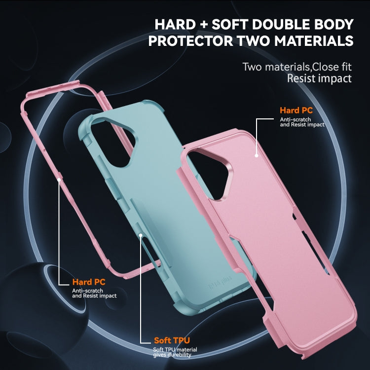 For iPhone 16 Plus Commuter Shockproof TPU + PC Phone Case(Pink+Grey Green) - iPhone 16 Plus Cases by PMC TechLife | Online Shopping South Africa | PMC TechLife | Buy Now Pay Later Mobicred