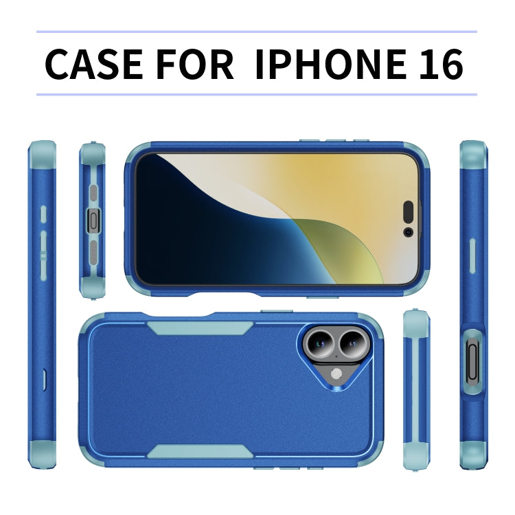 For iPhone 16 Commuter Shockproof TPU + PC Phone Case(Royal Blue+Grey Green) - iPhone 16 Cases by PMC TechLife | Online Shopping South Africa | PMC TechLife | Buy Now Pay Later Mobicred