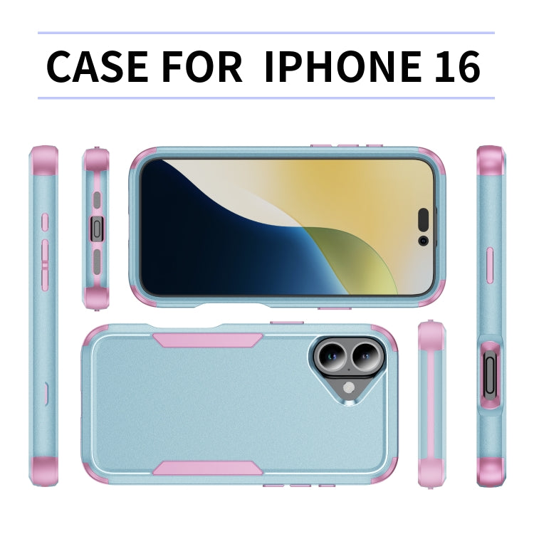 For iPhone 16 Commuter Shockproof TPU + PC Phone Case(Grey Green+Pink) - iPhone 16 Cases by PMC TechLife | Online Shopping South Africa | PMC TechLife | Buy Now Pay Later Mobicred