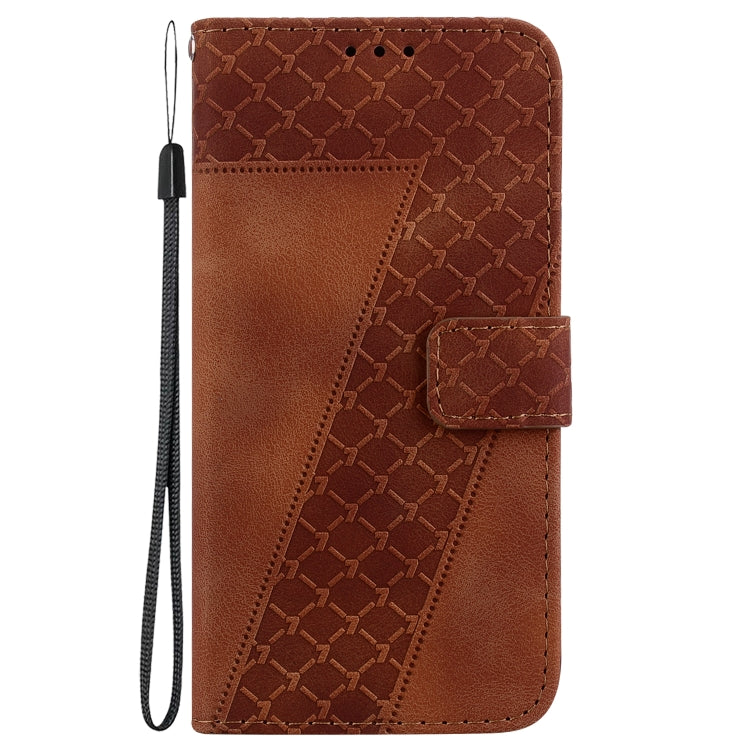 For OPPO Reno11 F Global 7-shaped Embossed Leather Phone Case(Brown) - Reno11 F Cases by PMC TechLife | Online Shopping South Africa | PMC TechLife | Buy Now Pay Later Mobicred