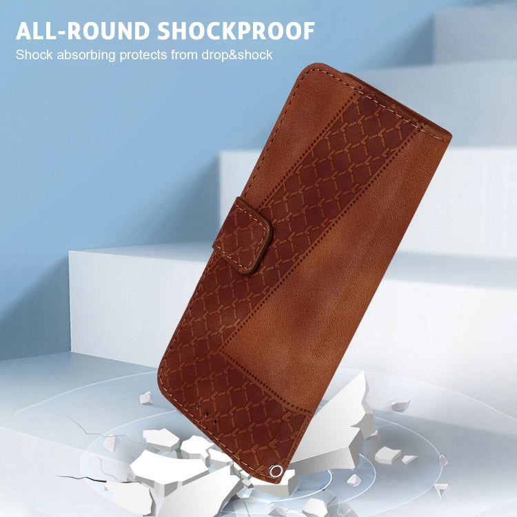 For OPPO Reno 11 Pro 5G Global 7-shaped Embossed Leather Phone Case(Brown) - Reno11 Pro Cases by PMC TechLife | Online Shopping South Africa | PMC TechLife | Buy Now Pay Later Mobicred