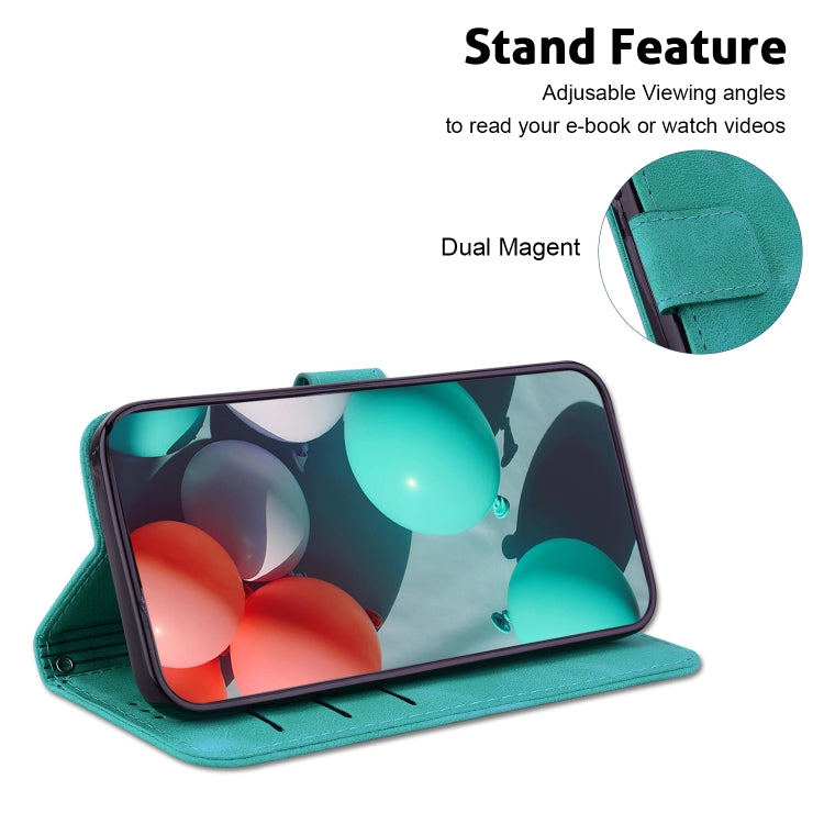 For OPPO A60 4G 7-shaped Embossed Leather Phone Case(Green) - OPPO Cases by PMC TechLife | Online Shopping South Africa | PMC TechLife | Buy Now Pay Later Mobicred