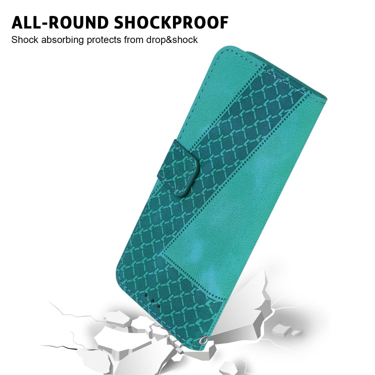 For OPPO A60 4G 7-shaped Embossed Leather Phone Case(Green) - OPPO Cases by PMC TechLife | Online Shopping South Africa | PMC TechLife | Buy Now Pay Later Mobicred