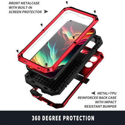 For iPhone 15 Pro R-JUST Shockproof Life Waterproof Dust-proof Metal + Silicone Phone Case with Holder(Red) - iPhone 15 Pro Cases by R-JUST | Online Shopping South Africa | PMC Jewellery