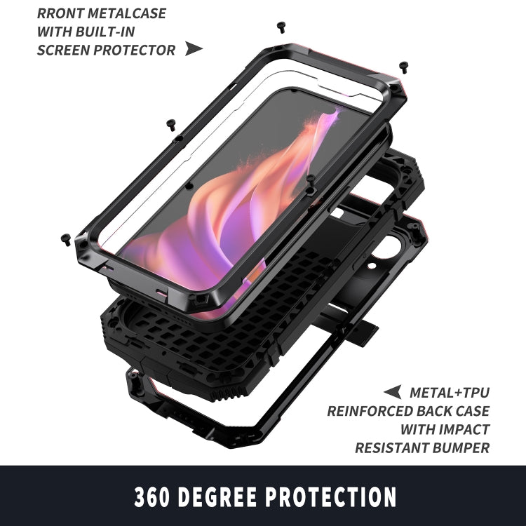 For iPhone 15 Plus R-JUST Shockproof Life Waterproof Dust-proof Metal + Silicone Phone Case with Holder(Black) - iPhone 15 Plus Cases by R-JUST | Online Shopping South Africa | PMC Jewellery