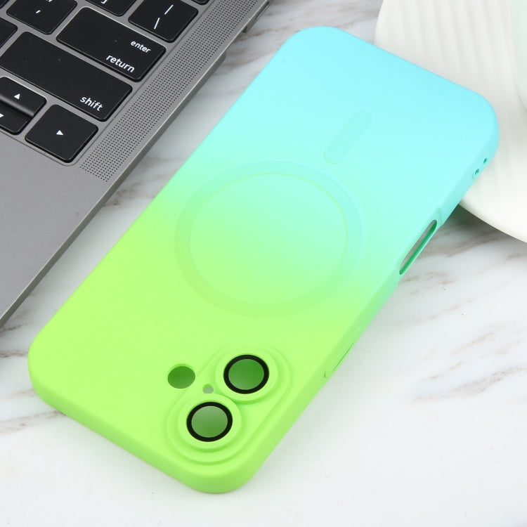 For iPhone 16 Liquid TPU Silicone Gradient MagSafe Phone Case(Cyan Blue) - iPhone 16 Cases by PMC TechLife | Online Shopping South Africa | PMC TechLife | Buy Now Pay Later Mobicred