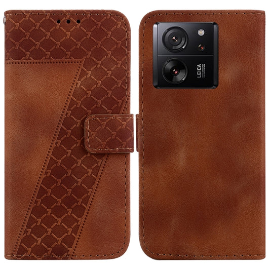 For Xiaomi 13T / 13T Pro / Redmi K60 Ultra 7-shaped Embossed Leather Phone Case(Brown) - Redmi K60 Ultra Cases by PMC Jewellery | Online Shopping South Africa | PMC Jewellery | Buy Now Pay Later Mobicred