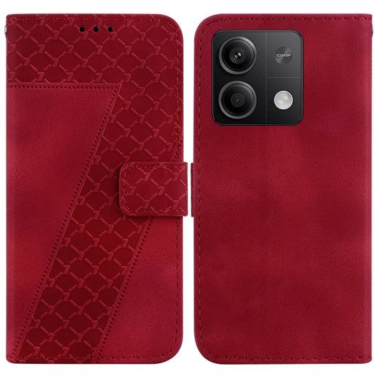 For Xiaomi Redmi Note 13 5G 7-shaped Embossed Leather Phone Case(Red) - Note 13 Cases by PMC Jewellery | Online Shopping South Africa | PMC Jewellery | Buy Now Pay Later Mobicred