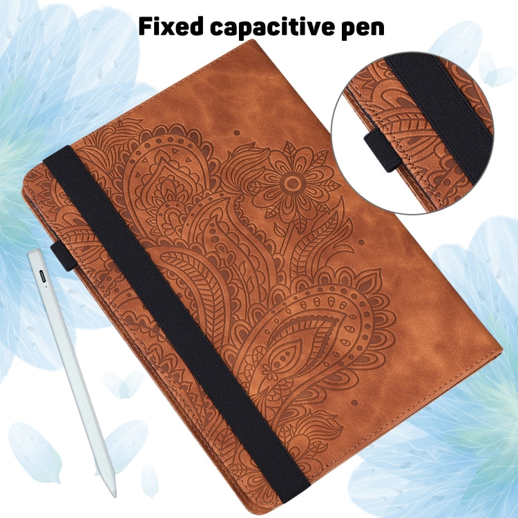 For Google Pixel Tablet Peacock Embossed Pattern Leather Tablet Case(Brown) - Google by PMC TechLife | Online Shopping South Africa | PMC TechLife | Buy Now Pay Later Mobicred
