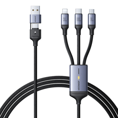 JOYROOM A21 3.5A USB+Type-C to 8 Pin+Type-C+Micro USB 3 in 2 Charging Cable, Length: 1.2m(Black) - Multifunction Cable by JOYROOM | Online Shopping South Africa | PMC Jewellery | Buy Now Pay Later Mobicred