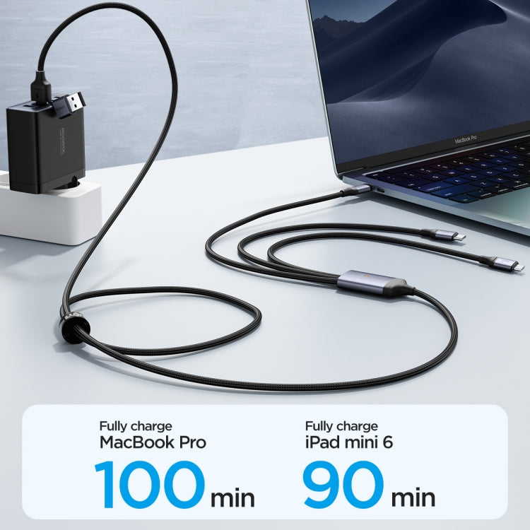 JOYROOM A21 3.5A USB+Type-C to 8 Pin+Type-C+Micro USB 3 in 2 Charging Cable, Length: 1.2m(Black) - Multifunction Cable by JOYROOM | Online Shopping South Africa | PMC Jewellery | Buy Now Pay Later Mobicred