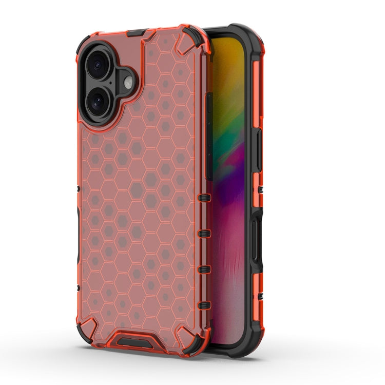 For iPhone 16 Honeycomb Shockproof Phone Case(Red) - iPhone 16 Cases by PMC Jewellery | Online Shopping South Africa | PMC Jewellery | Buy Now Pay Later Mobicred