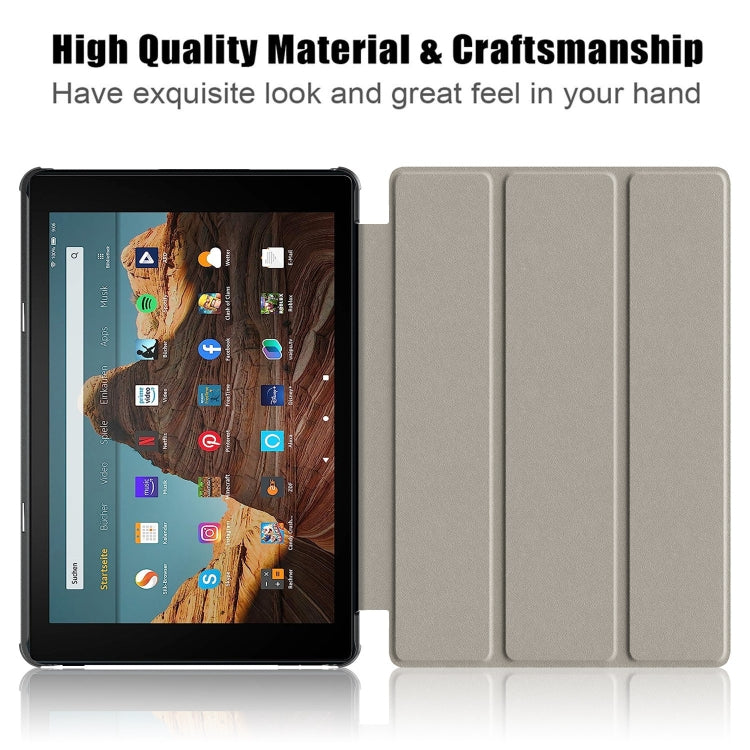 For Amazon Fire  HD 10 2023  Custer Pure Color 3-Fold Holder Smart Leather Tablet Case(Black) - Amazon by PMC Jewellery | Online Shopping South Africa | PMC Jewellery | Buy Now Pay Later Mobicred