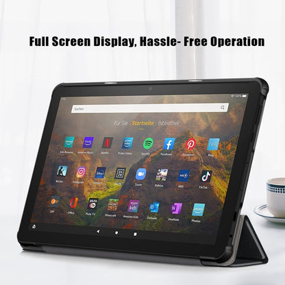 For Amazon Fire  HD 10 2023  Custer Pure Color 3-Fold Holder Smart Leather Tablet Case(Black) - Amazon by PMC Jewellery | Online Shopping South Africa | PMC Jewellery | Buy Now Pay Later Mobicred