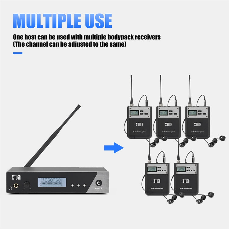 XTUGA  IEM1100 Professional Wireless In Ear Monitor System 4 BodyPacks(UK Plug) - Microphone by XTUGA | Online Shopping South Africa | PMC Jewellery | Buy Now Pay Later Mobicred