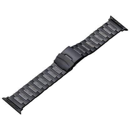 For Apple Watch SE 2022 44mm Safety Buckle Titanium Steel Watch Band(Black) - Watch Bands by PMC Jewellery | Online Shopping South Africa | PMC Jewellery