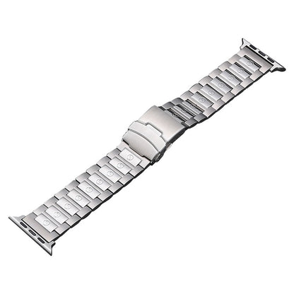 For Apple Watch Series 7 45mm Safety Buckle Titanium Steel Watch Band(Silver) - Watch Bands by PMC Jewellery | Online Shopping South Africa | PMC Jewellery