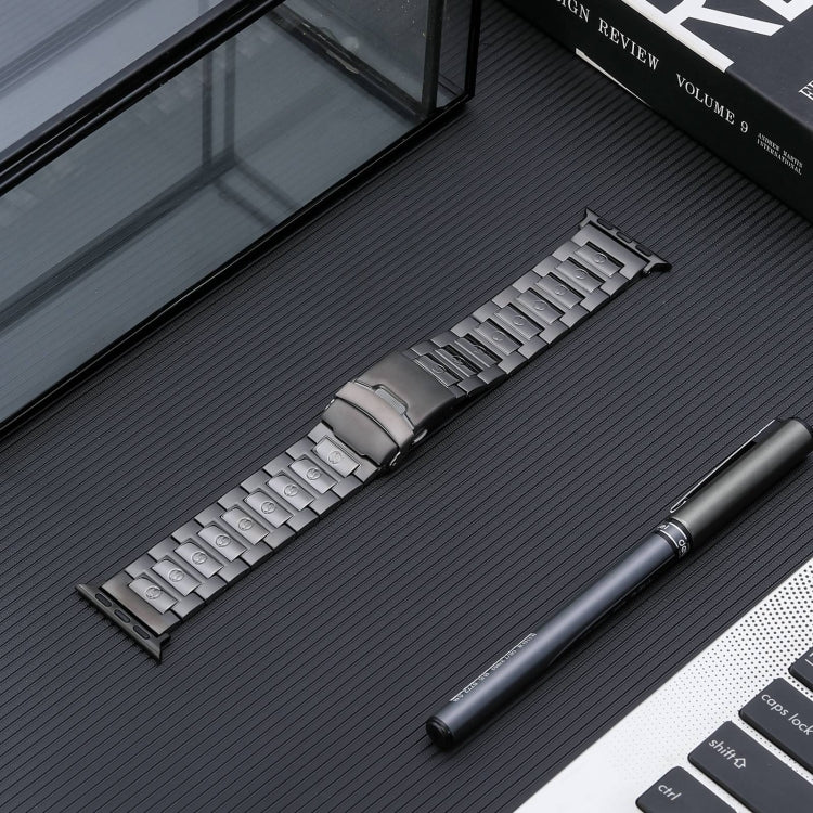 For Apple Watch Series 2 42mm Safety Buckle Titanium Steel Watch Band(Grey) - Watch Bands by PMC Jewellery | Online Shopping South Africa | PMC Jewellery