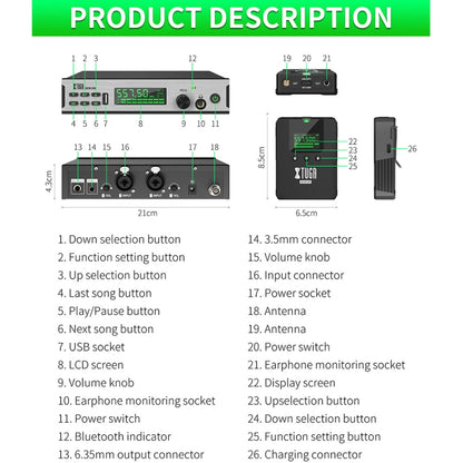 XTUGA SEM100 Professional Wireless In Ear Monitor System 2 BodyPacks(UK Plug) - Microphone by XTUGA | Online Shopping South Africa | PMC Jewellery | Buy Now Pay Later Mobicred