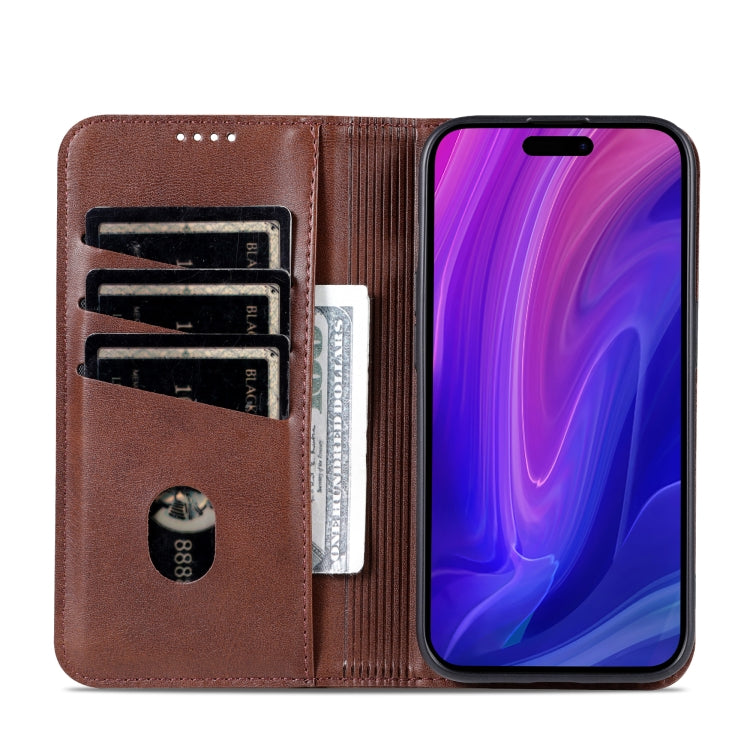 For iPhone 16 Pro Max AZNS Magnetic Calf Texture Flip Leather Phone Case(Dark Brown) - iPhone 16 Pro Max Cases by AZNS | Online Shopping South Africa | PMC Jewellery | Buy Now Pay Later Mobicred