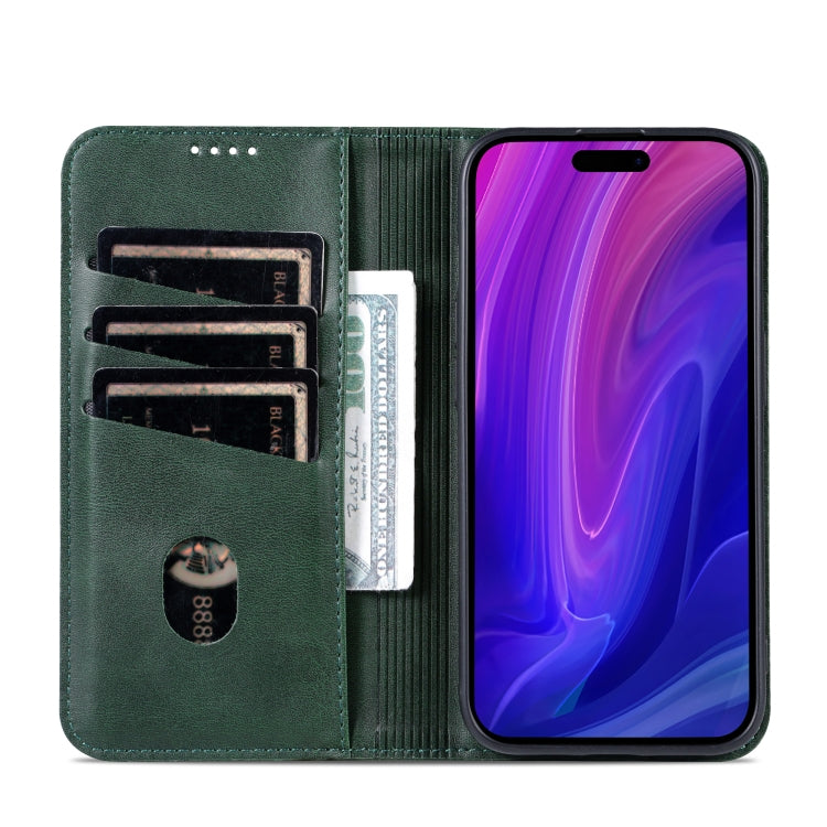 For iPhone 16 Pro Max AZNS Magnetic Calf Texture Flip Leather Phone Case(Dark Green) - iPhone 16 Pro Max Cases by AZNS | Online Shopping South Africa | PMC Jewellery | Buy Now Pay Later Mobicred