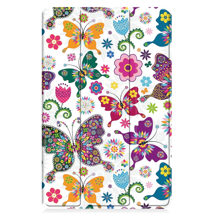 For Samsung Galaxy Tab A9 Custer Painted 3-Fold Holder Smart Leather Tablet Case(Colorful Butterflies) - Galaxy Tab A9 by PMC Jewellery | Online Shopping South Africa | PMC Jewellery